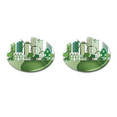 Vector-energy-saving-caring-for-the-earth Cufflinks (oval) by Jancukart