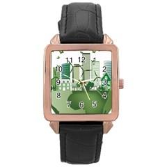 Vector-energy-saving-caring-for-the-earth Rose Gold Leather Watch 