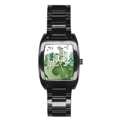 Vector-energy-saving-caring-for-the-earth Stainless Steel Barrel Watch