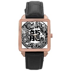 Chinese-dragon Rose Gold Leather Watch  by Jancukart