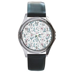 Flowers Pattern Round Metal Watch by hanggaravicky2