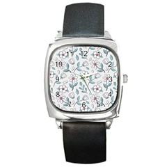 Flowers Pattern Square Metal Watch by hanggaravicky2