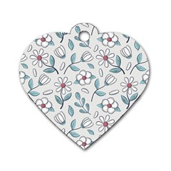 Flowers Pattern Dog Tag Heart (one Side) by hanggaravicky2