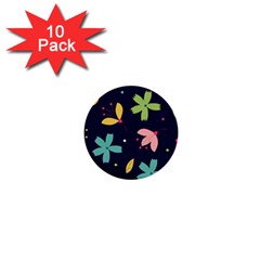 Colorful Floral 1  Mini Buttons (10 Pack) 