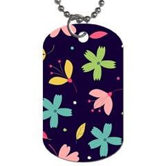 Colorful Floral Dog Tag (one Side)