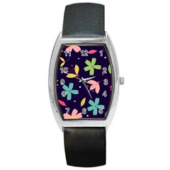 Colorful Floral Barrel Style Metal Watch