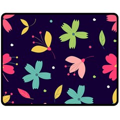 Colorful Floral Double Sided Fleece Blanket (medium)  by hanggaravicky2