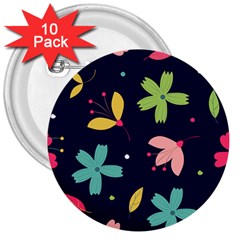 Colorful Floral 3  Buttons (10 Pack)  by hanggaravicky2