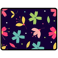 Colorful Floral Fleece Blanket (large)  by hanggaravicky2