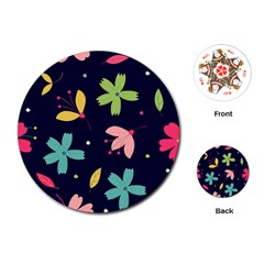 Colorful Floral Playing Cards Single Design (round)