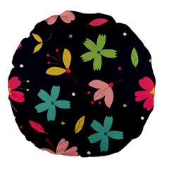 Colorful Floral Large 18  Premium Flano Round Cushions by hanggaravicky2