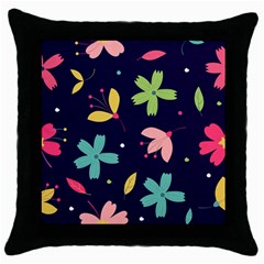 Colorful Floral Throw Pillow Case (black) by hanggaravicky2