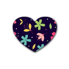 Colorful Floral Rubber Coaster (heart) by hanggaravicky2