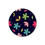 Colorful Floral Rubber Round Coaster (4 pack) Front