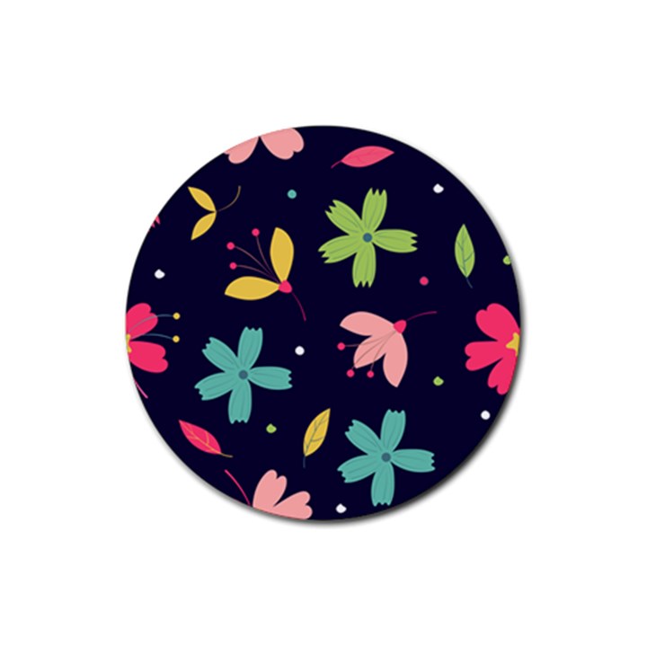 Colorful Floral Rubber Round Coaster (4 pack)