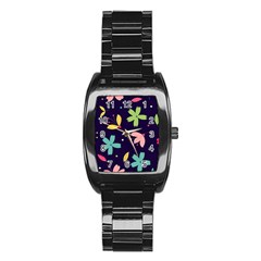 Colorful Floral Stainless Steel Barrel Watch by hanggaravicky2