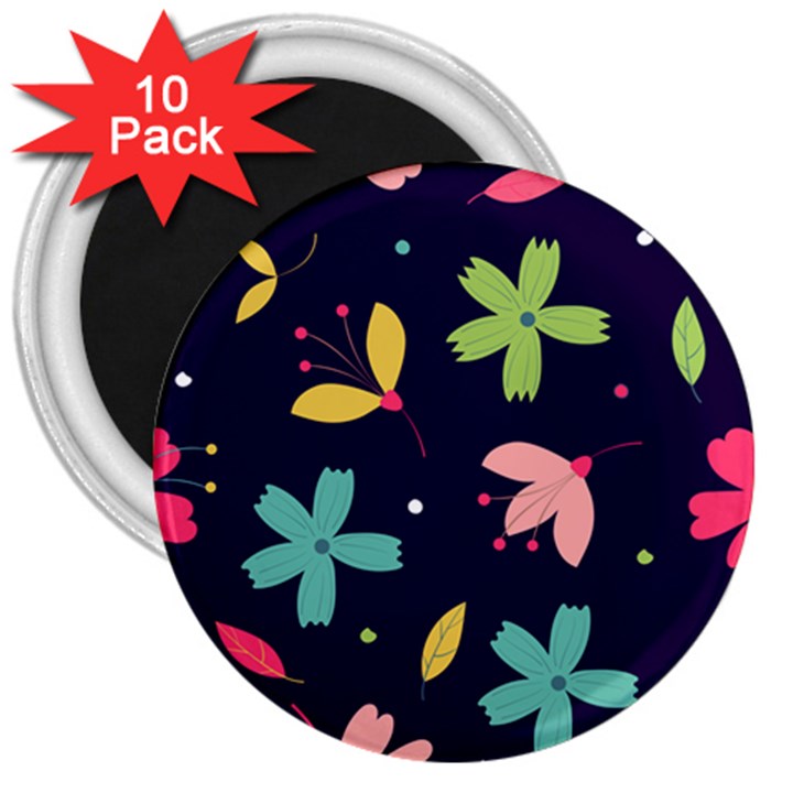 Colorful Floral 3  Magnets (10 pack) 