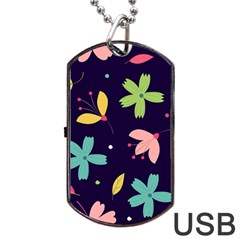 Colorful Floral Dog Tag Usb Flash (two Sides) by hanggaravicky2