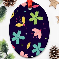 Colorful Floral Oval Ornament (two Sides)