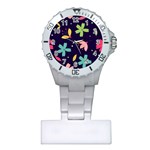 Colorful Floral Plastic Nurses Watch Front