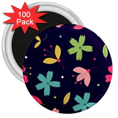 Colorful Floral 3  Magnets (100 Pack) by hanggaravicky2