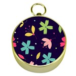 Colorful Floral Gold Compasses Front