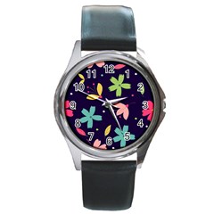 Colorful Floral Round Metal Watch by hanggaravicky2