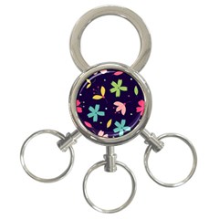 Colorful Floral 3-ring Key Chain