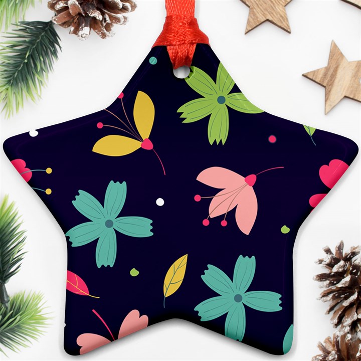 Colorful Floral Star Ornament (Two Sides)