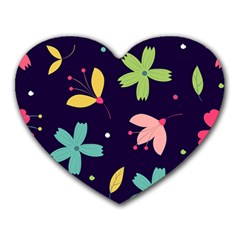 Colorful Floral Heart Mousepads