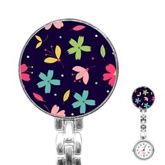 Colorful Floral Stainless Steel Nurses Watch