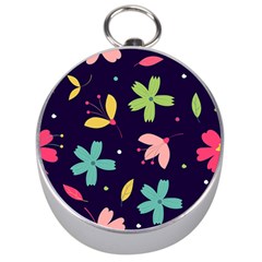 Colorful Floral Silver Compasses