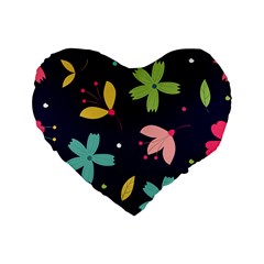 Colorful Floral Standard 16  Premium Heart Shape Cushions