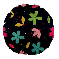 Colorful Floral Large 18  Premium Round Cushions