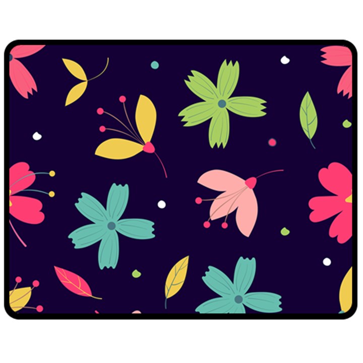 Colorful Floral Double Sided Fleece Blanket (Medium) 