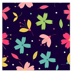 Colorful Floral Square Satin Scarf (36  X 36 )