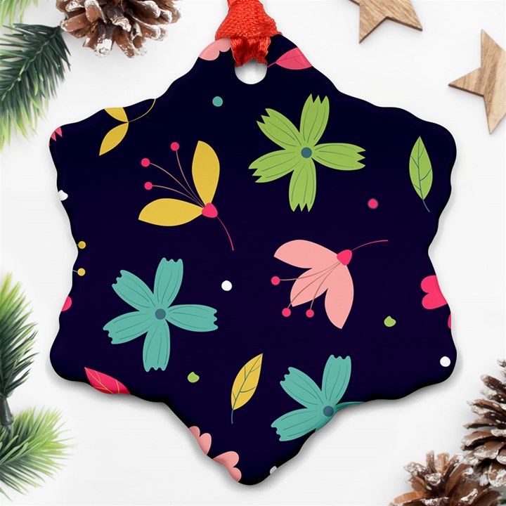 Colorful Floral Snowflake Ornament (Two Sides)