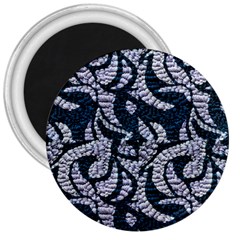 Blue On Grey Stitches 3  Magnets by kaleidomarblingart