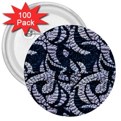 Blue On Grey Stitches 3  Buttons (100 Pack)  by kaleidomarblingart