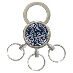 Blue On Grey Stitches 3-ring Key Chain by kaleidomarblingart