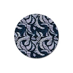 Blue On Grey Stitches Magnet 3  (round) by kaleidomarblingart