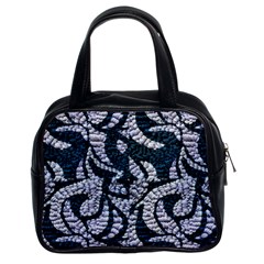 Blue On Grey Stitches Classic Handbag (two Sides) by kaleidomarblingart