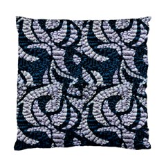 Blue On Grey Stitches Standard Cushion Case (one Side) by kaleidomarblingart