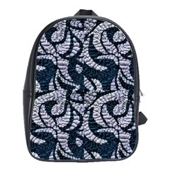 Blue On Grey Stitches School Bag (large) by kaleidomarblingart