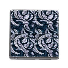 Blue On Grey Stitches Memory Card Reader (square 5 Slot) by kaleidomarblingart