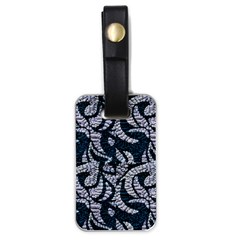 Blue On Grey Stitches Luggage Tag (one Side) by kaleidomarblingart