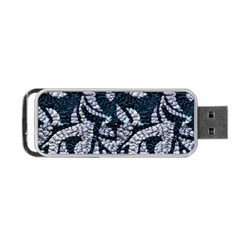 Blue On Grey Stitches Portable Usb Flash (one Side) by kaleidomarblingart