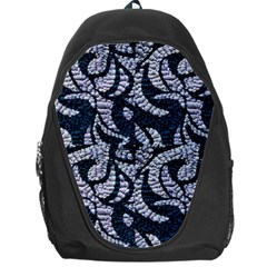 Blue On Grey Stitches Backpack Bag by kaleidomarblingart