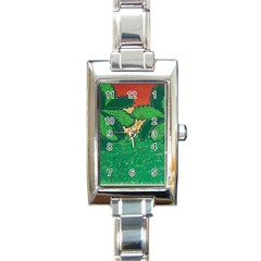 Palmtrees At Sunset  Rectangle Italian Charm Watch by Hayleyboop