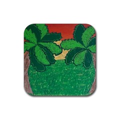 Palmtrees At Sunset  Rubber Coaster (square) by Hayleyboop